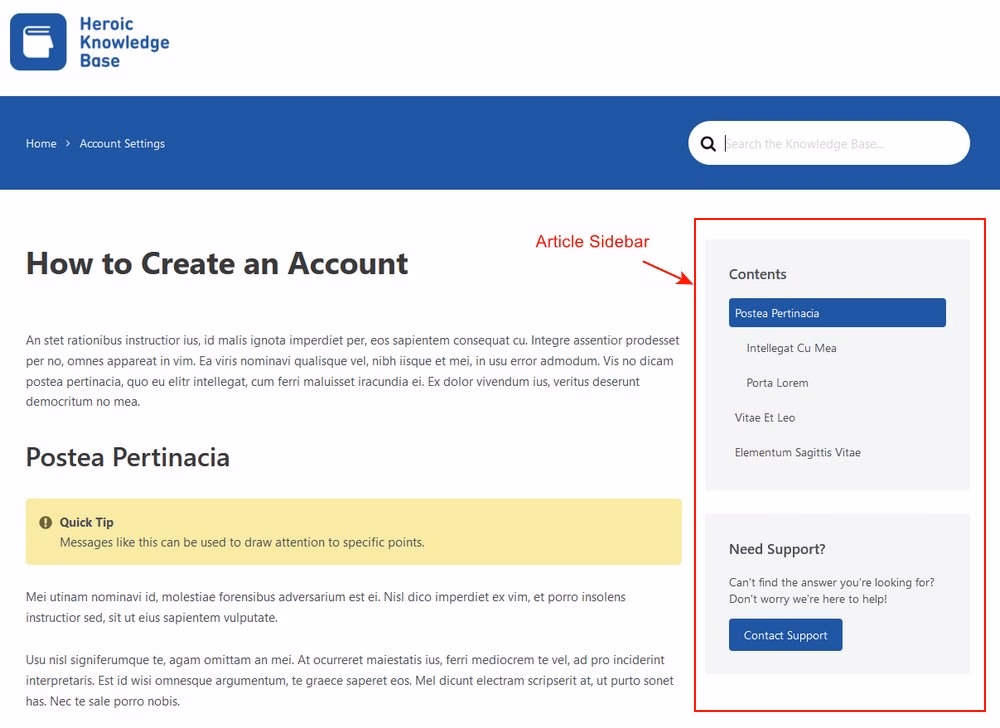 Updating user manual sidebar