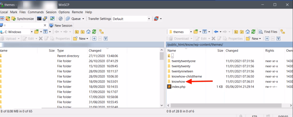 Uploading wordpress theme using ftp