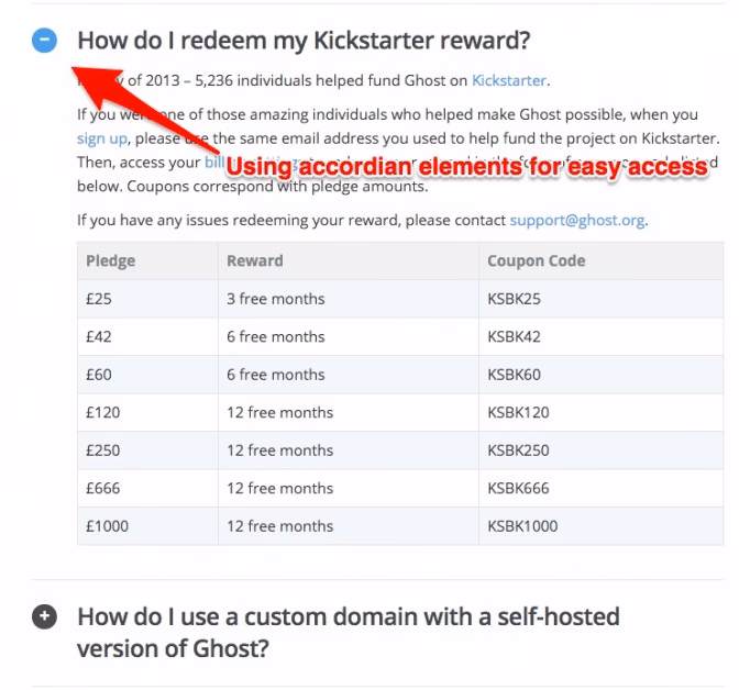 Using accordion element for faqs