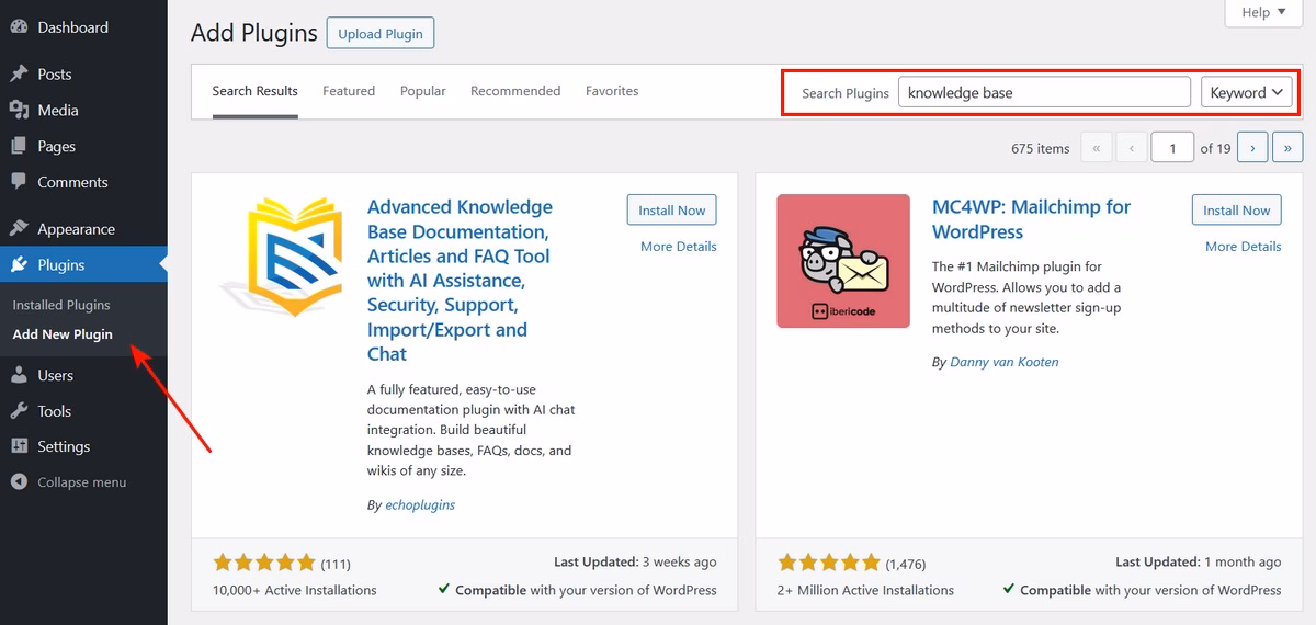 Wordpress free knowledge base plugins