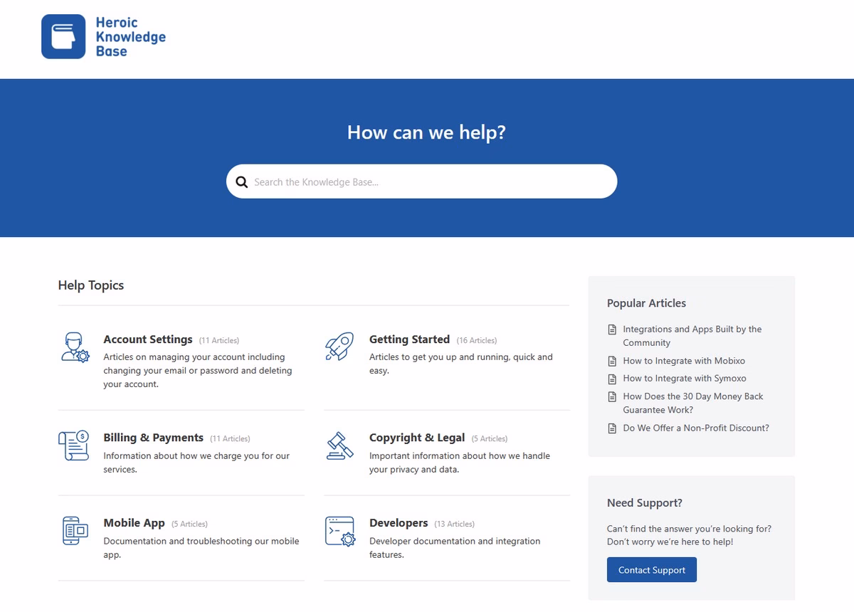 Wordpress knowledge base demo