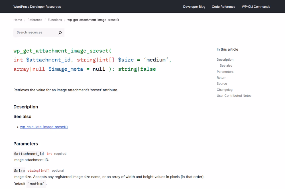 Wordpress technical documentation example