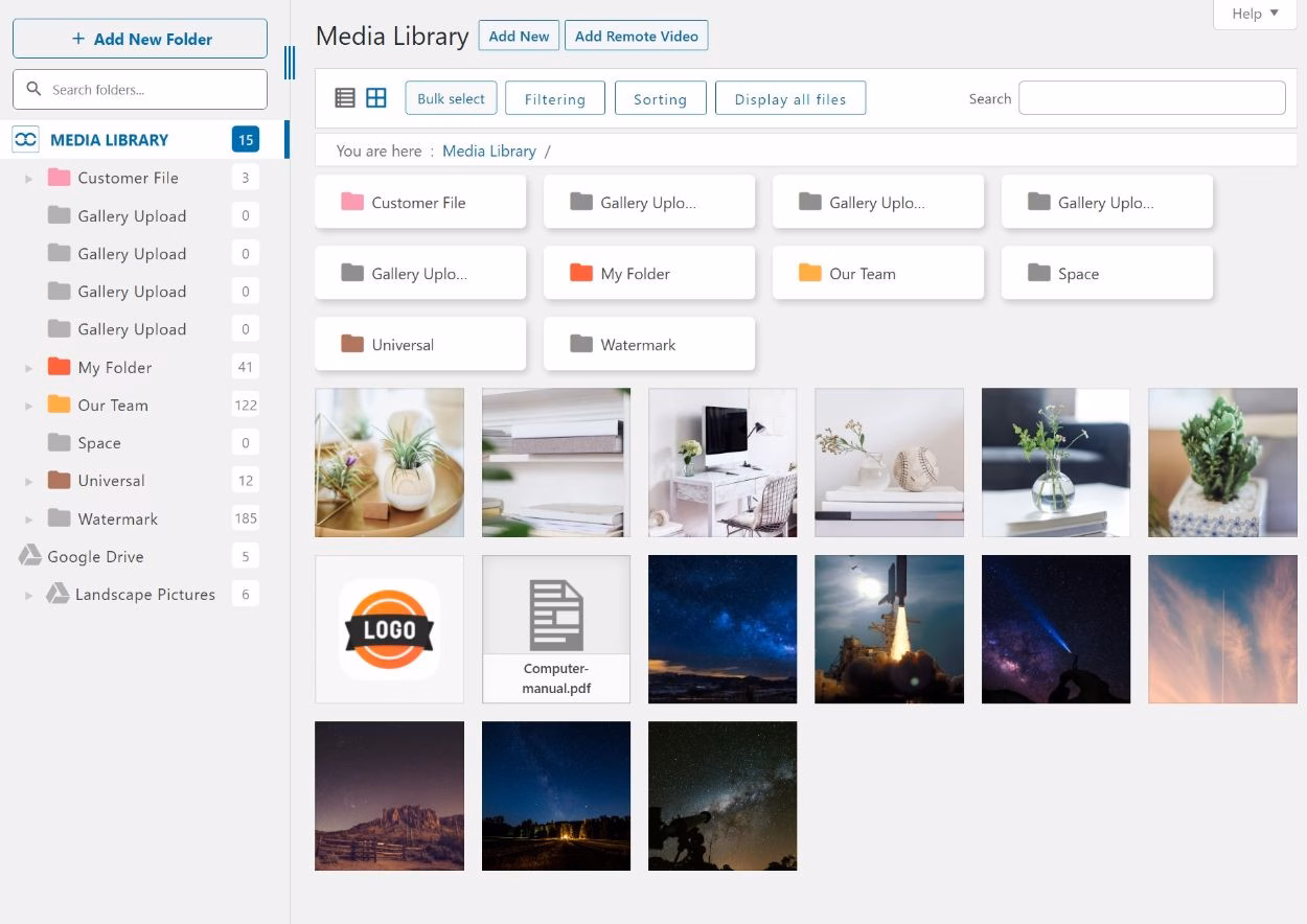 Wp media folder interface