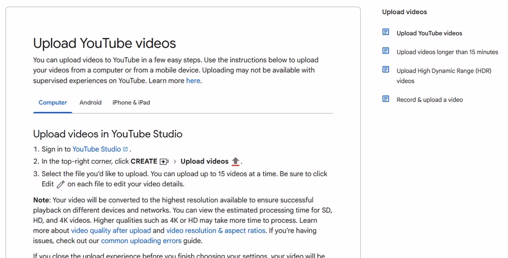 Youtube how to knowledge base article example