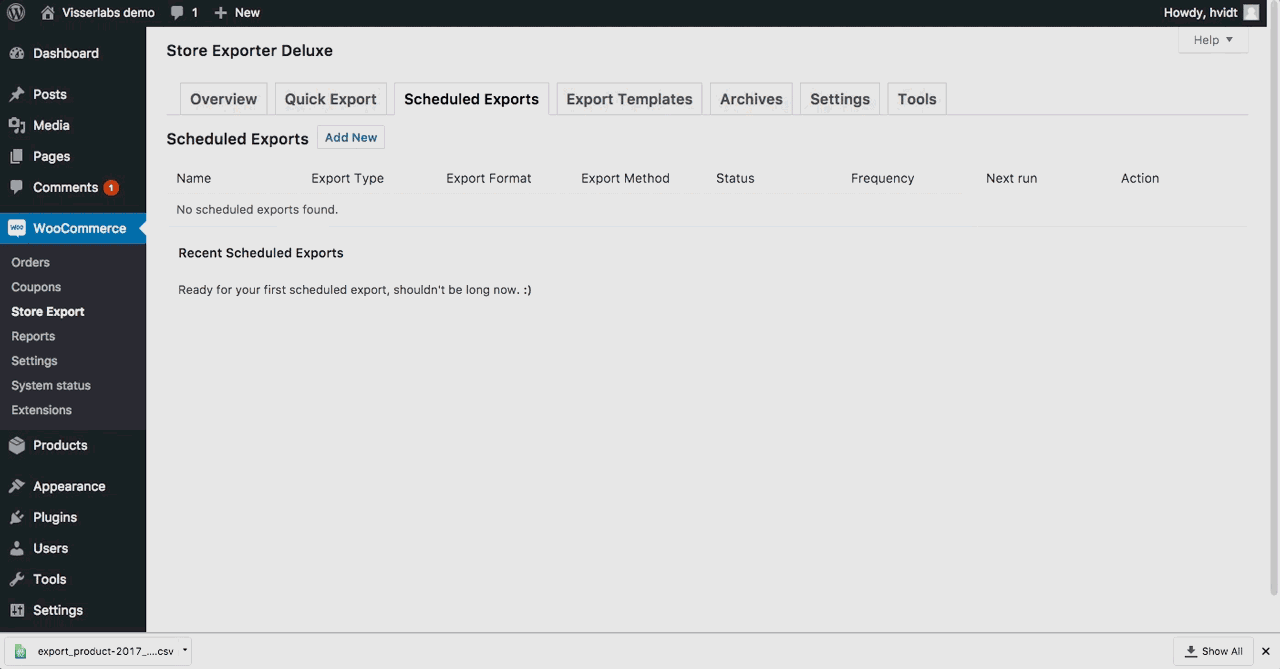 Using visser labs plugin to export data