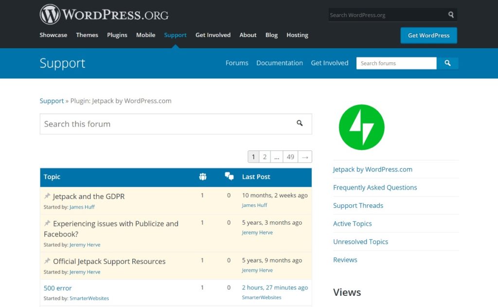 Wordpress Org Support-Foren, angetrieben von bbpress
