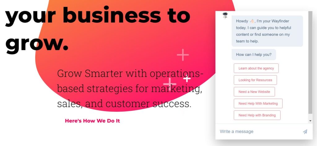 An example of how impulse creative uses a chatbot to help customers