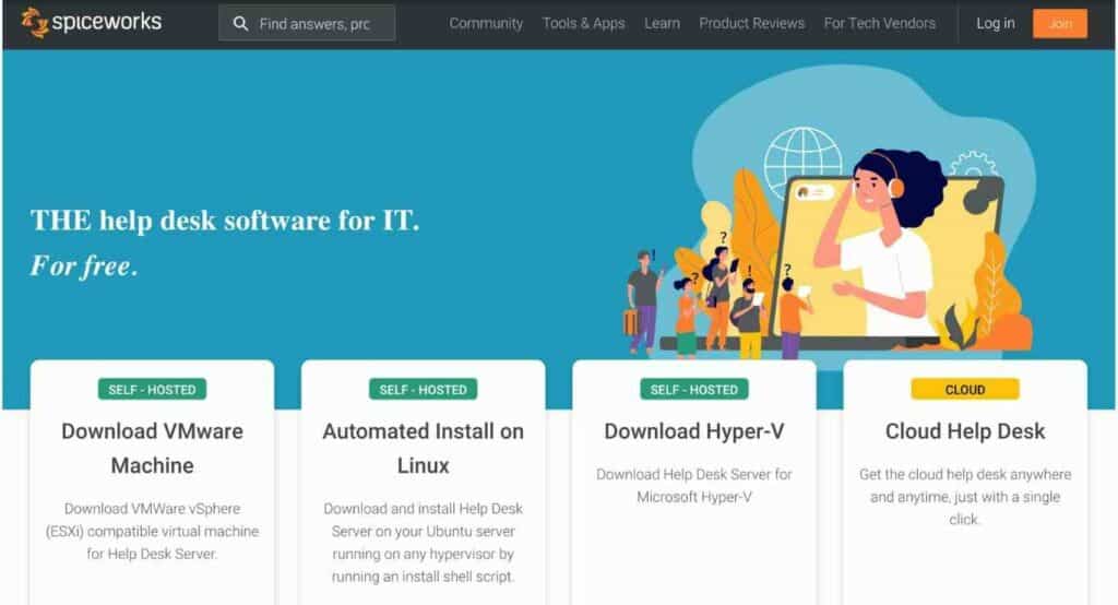 Website of spiceworks help desk system