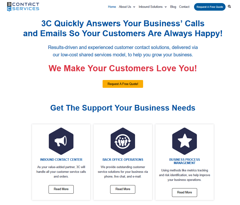 3c contact services canadian call center company