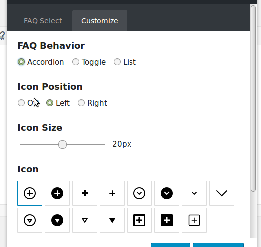 Faq customization options