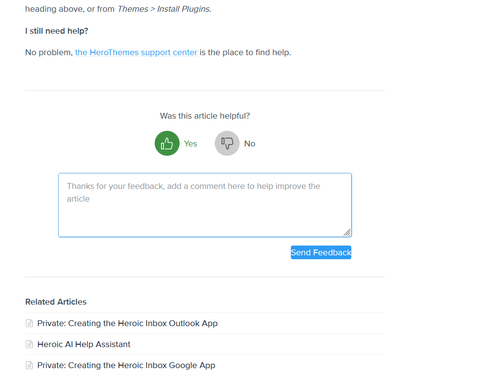 Automatic customer feedback from self service portal