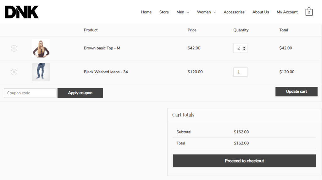 Astra cart page