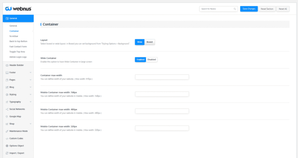 Deep theme options