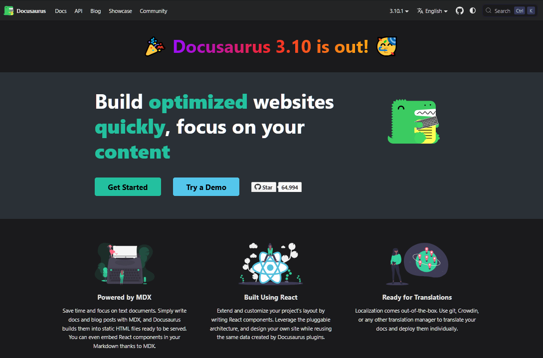 Docusaurus for creating documentation
