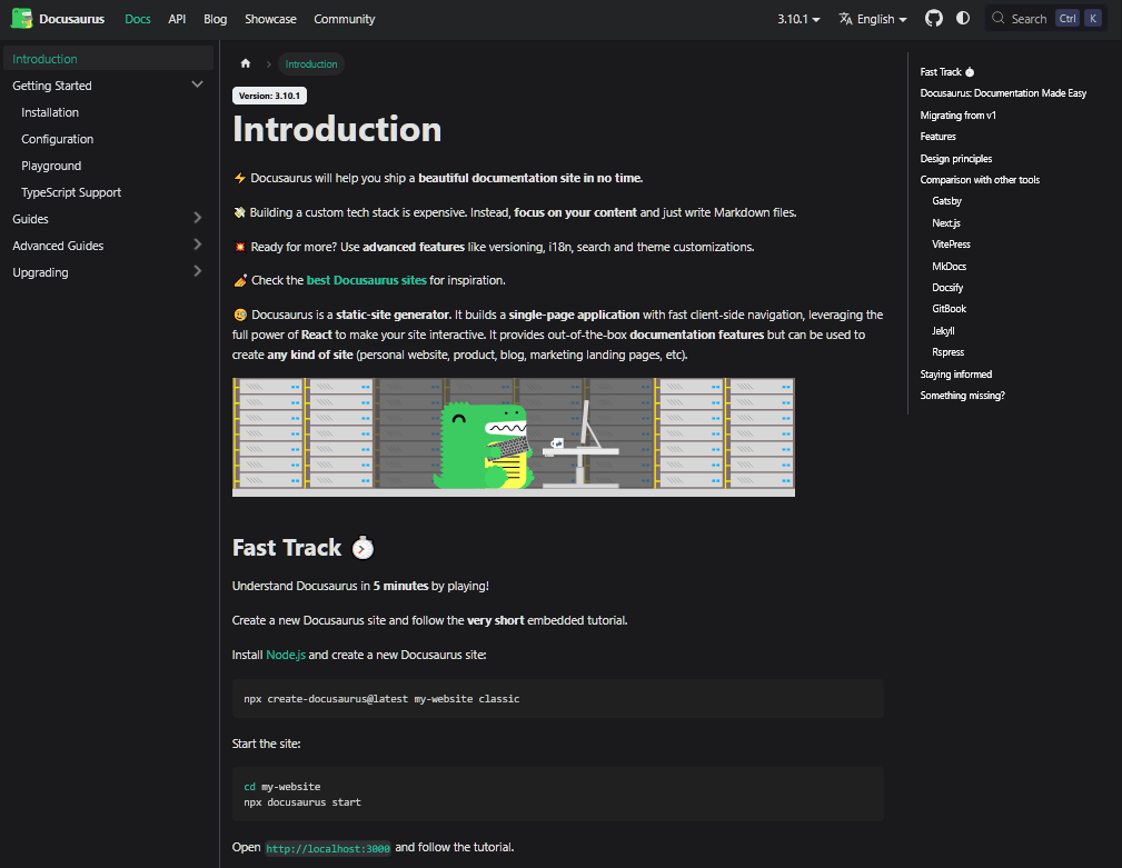Docusaurus open source documentation framework
