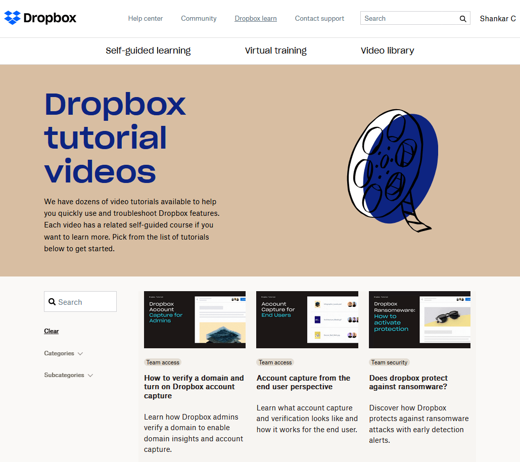Dropbox video tutorials