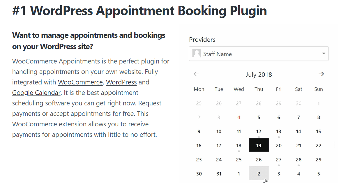 Easiest to integrate wordpress booking calendar plugin  woocommerce appointment