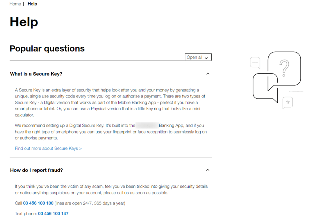 First directs help section on their website