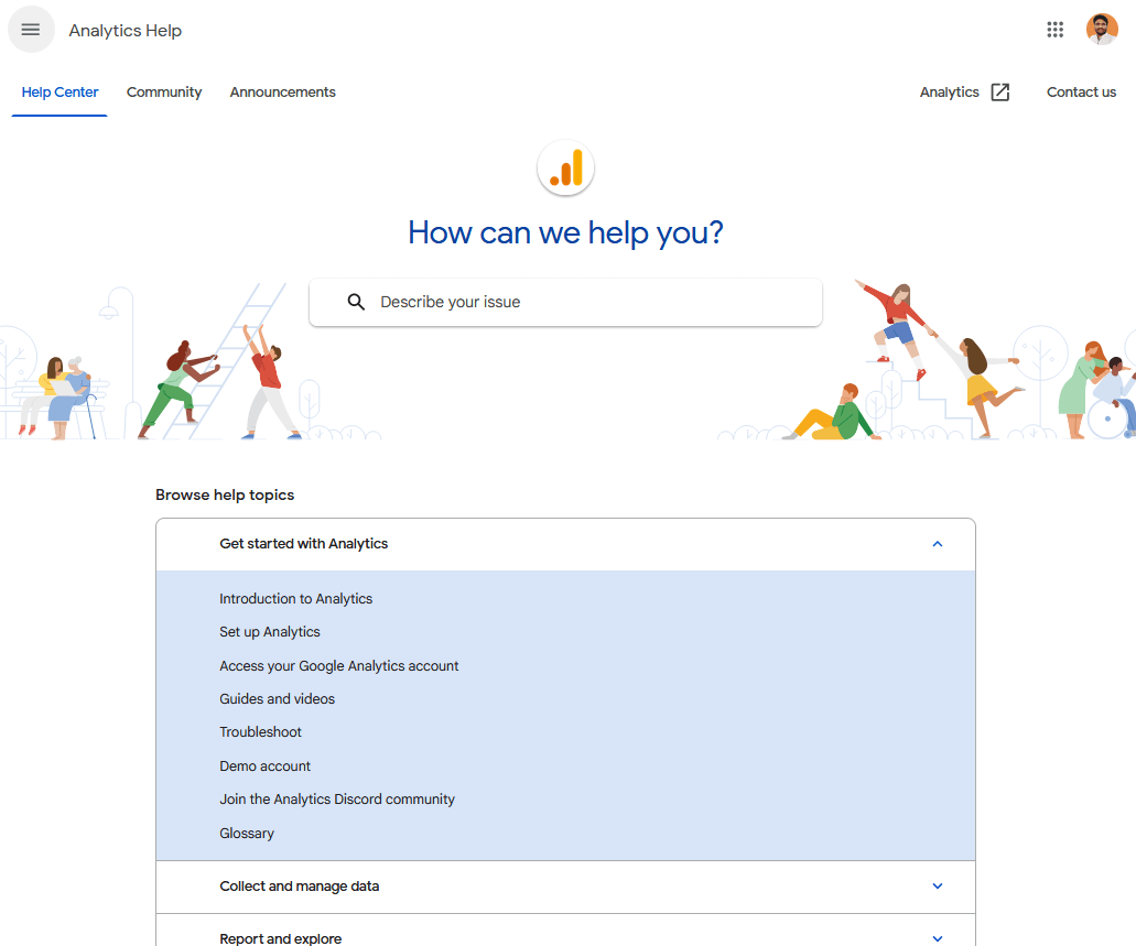 Google analytics help homepage