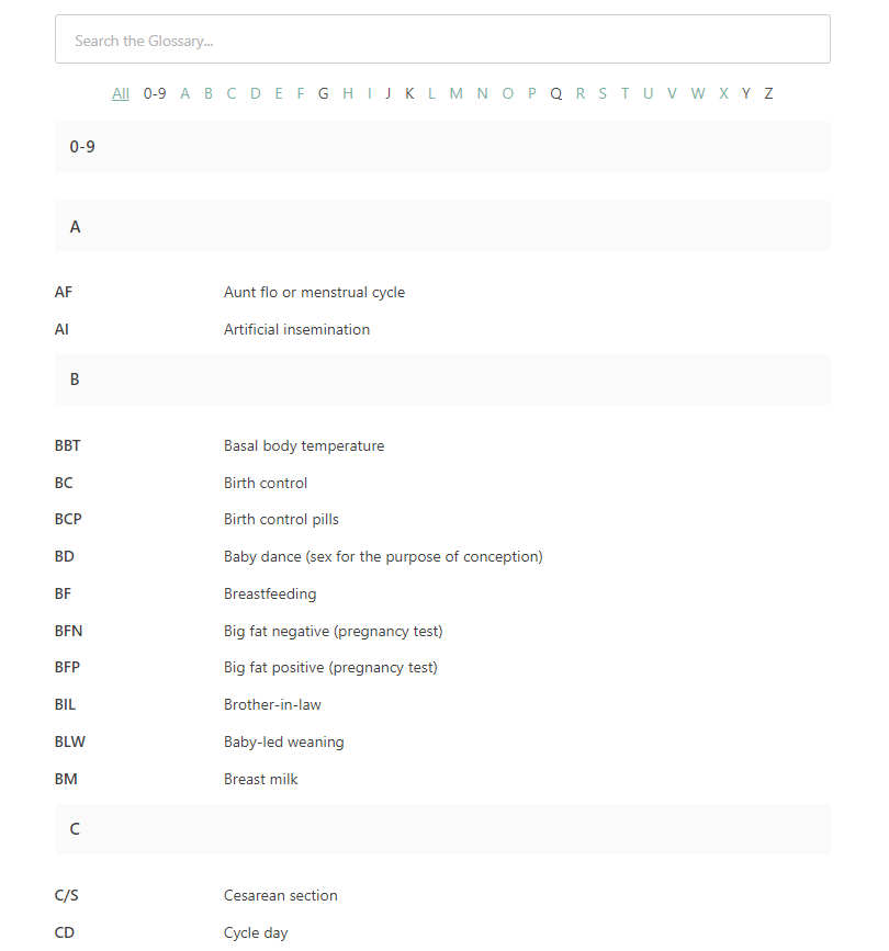 Heroic glossary front end view