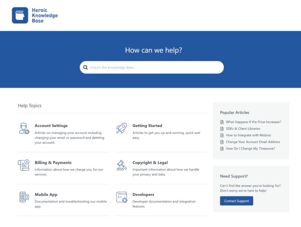 A searchable knowledge base made with heroic kb