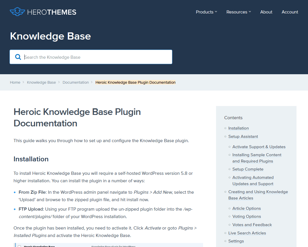Heroic knowledge base plugin digital guide example