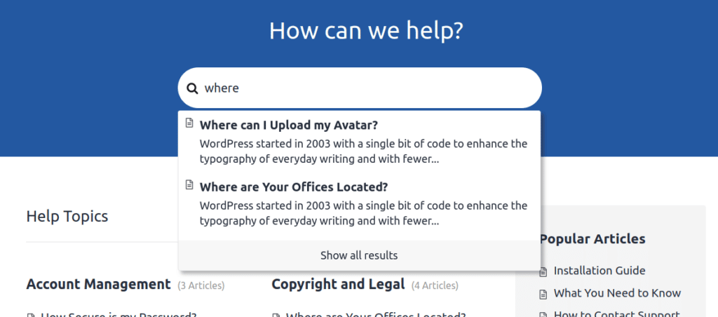 Live search functionality in heroic kb