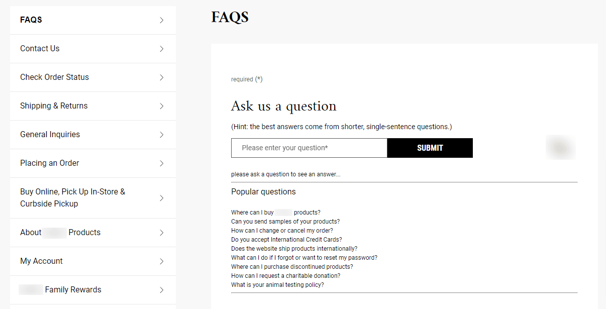 Kiehls faq section helps find answers easily