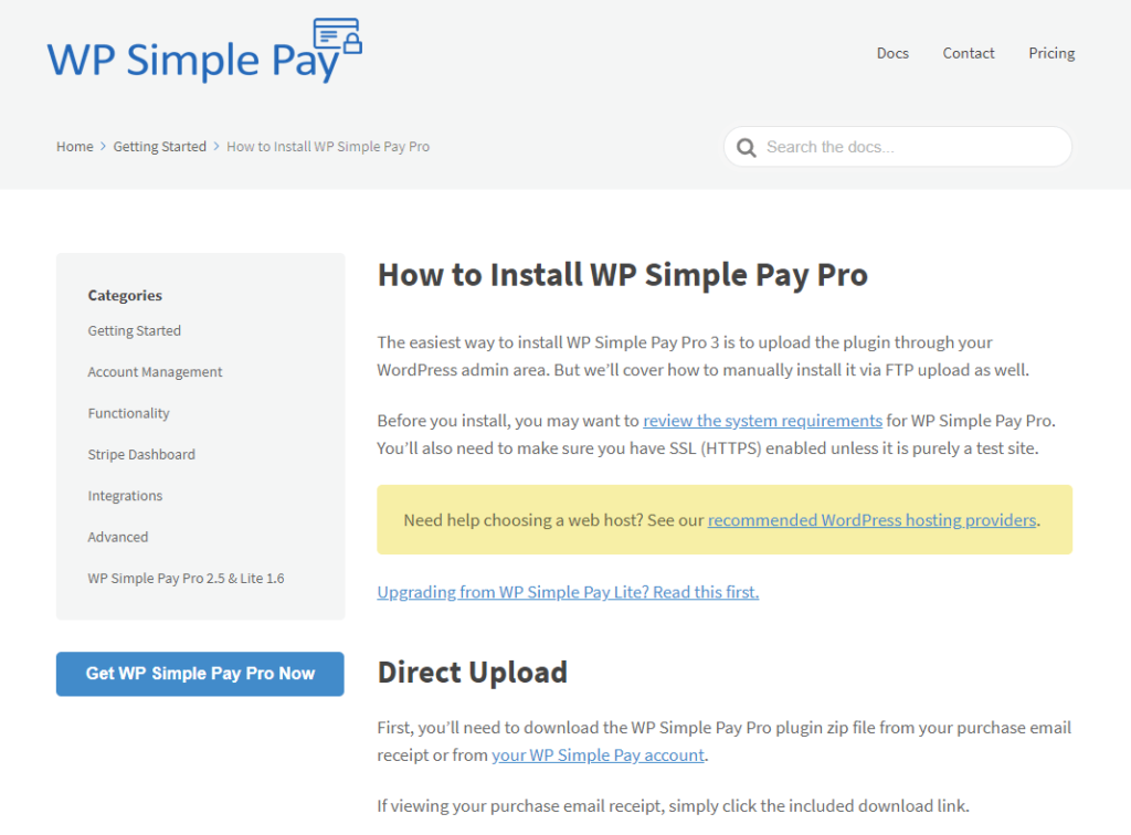 Wp simple pay knowledge base article