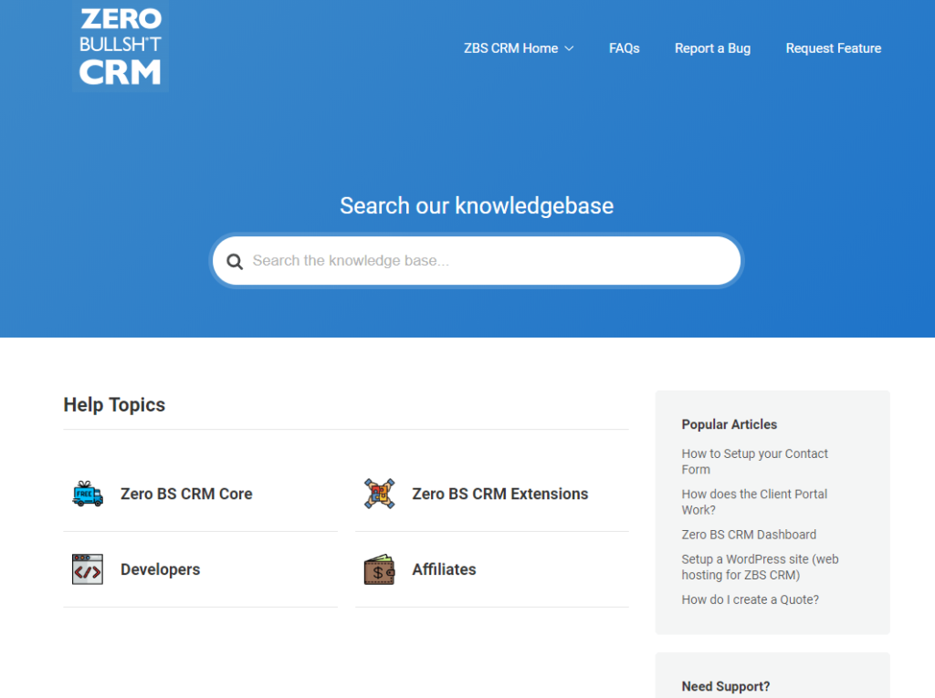 Zero bs crm knowledge base