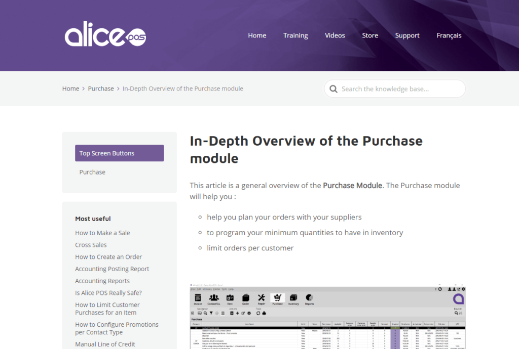 Alice pos knowledge base article