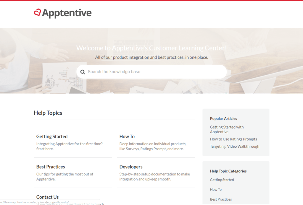 Apptentive knowledge base