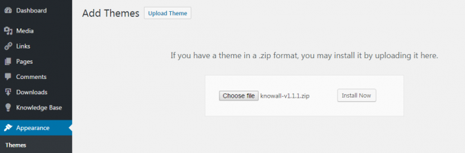 Knowall theme file upload
