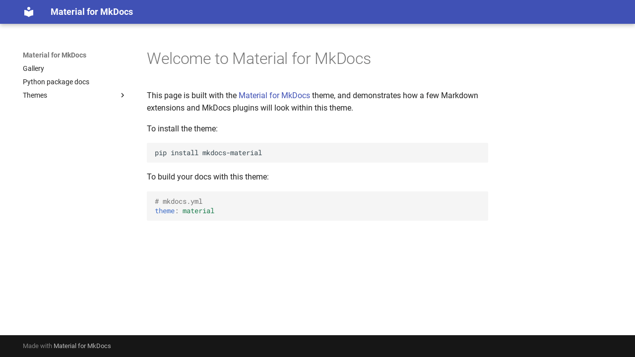 Mkdocsdocumentationexample herothemes Mkdocs documentation example