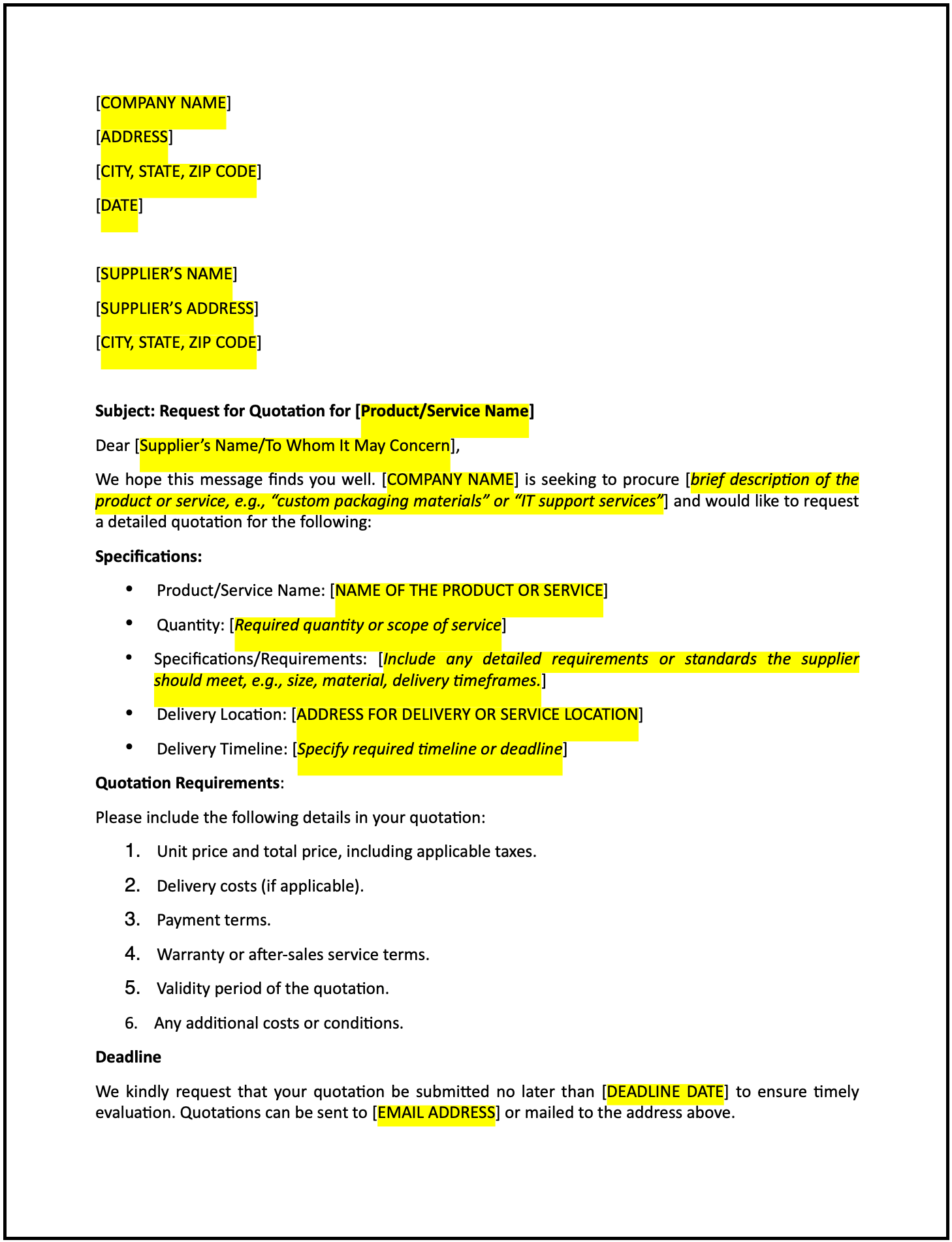 Requestforquotationrealworldexample herothemes Request for quotation real world example
