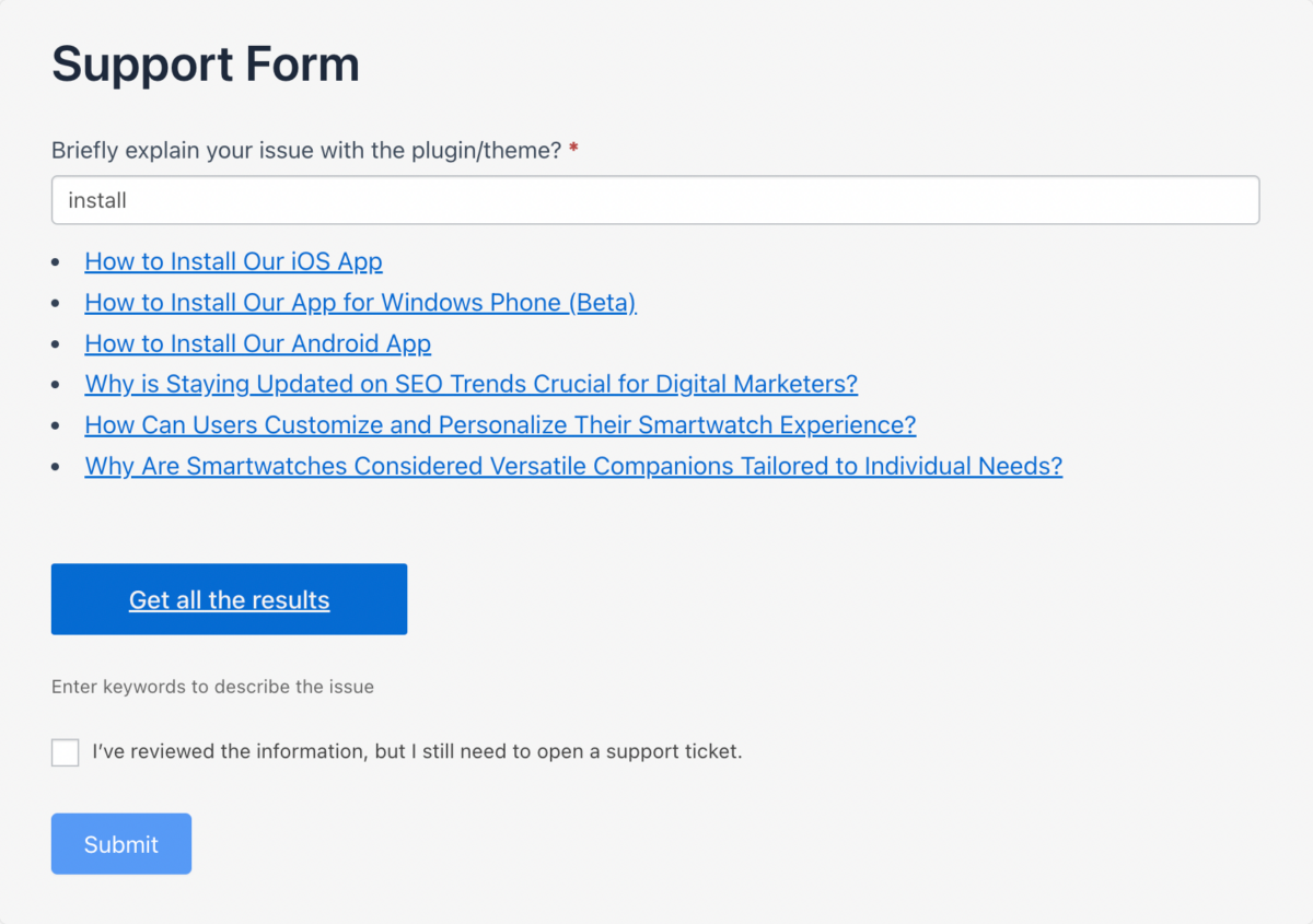 Knowledge base articles suggestions with kb suggest field