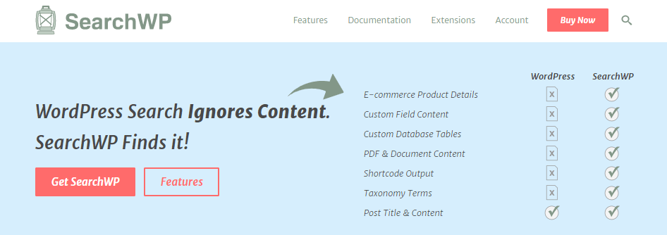Searchwp website homepage