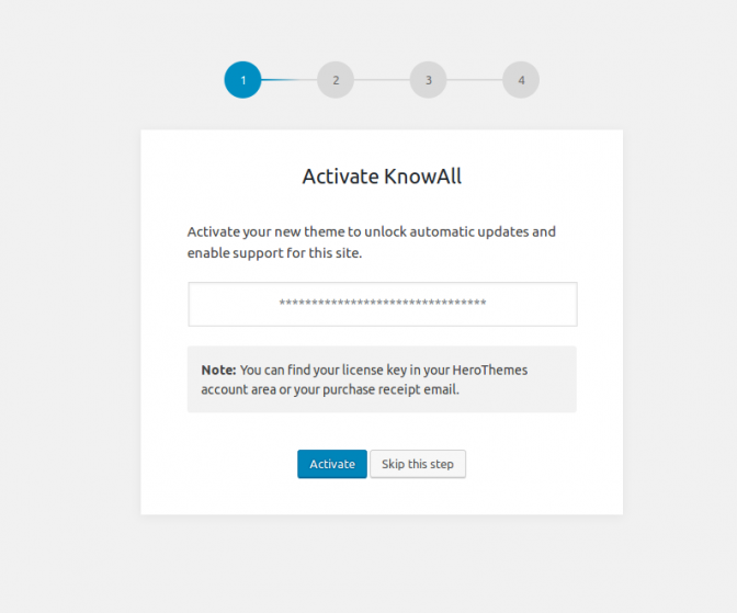 Activate knowall with your theme license key