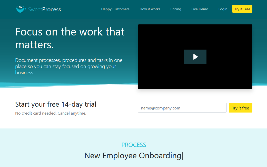 Sweetprocess simple tool to document processes and policies