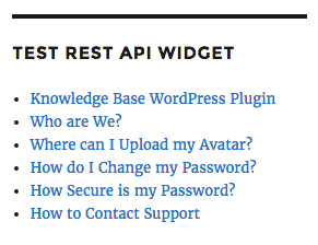 Contenu de la base de connaissances du widget