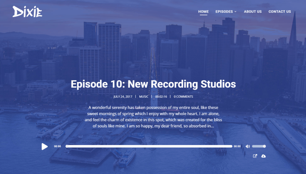 Dixie wordpress podcast theme