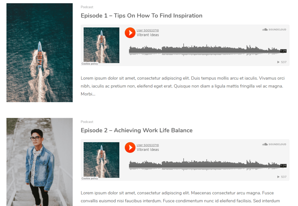 Podcaster episode list