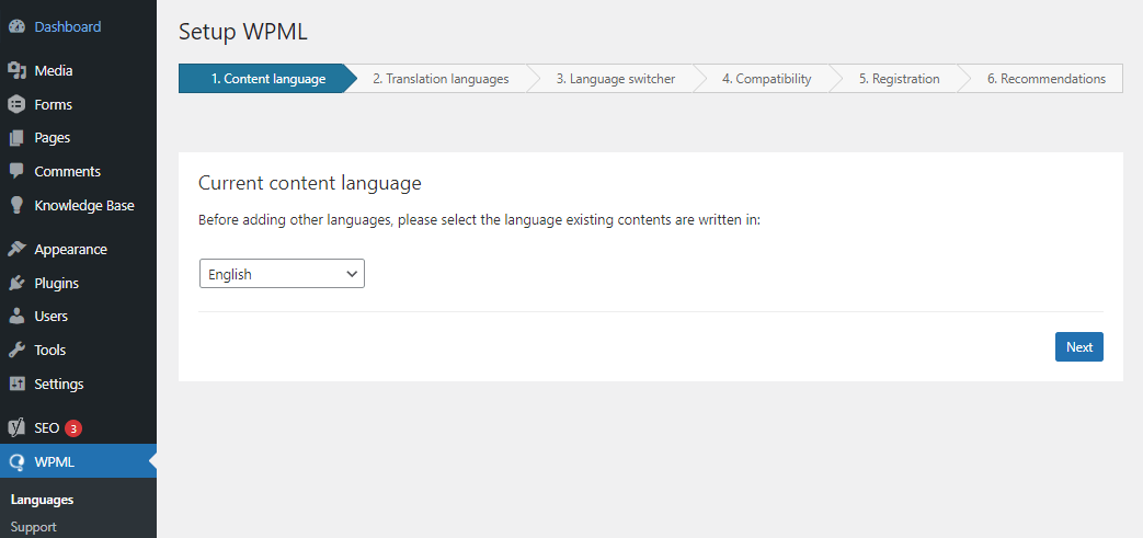 Wpml setup