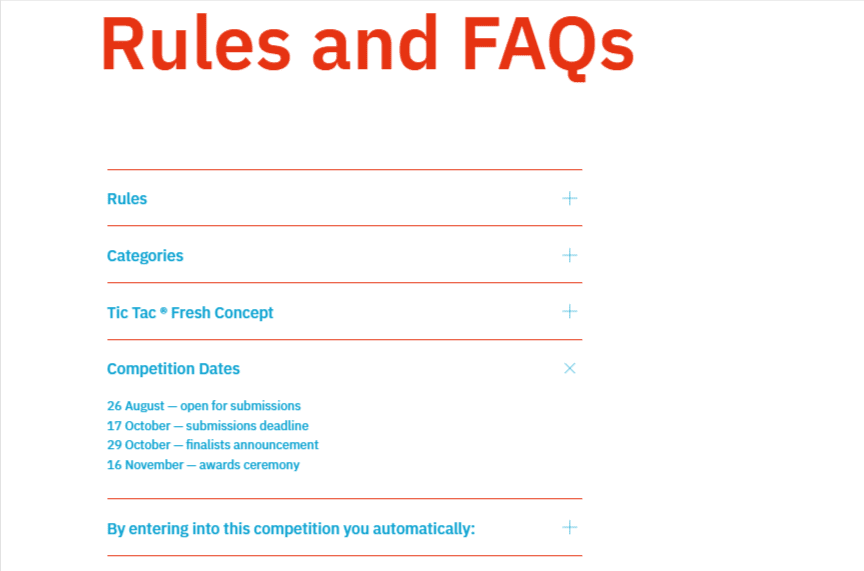 Updated faq page on young book design awards website