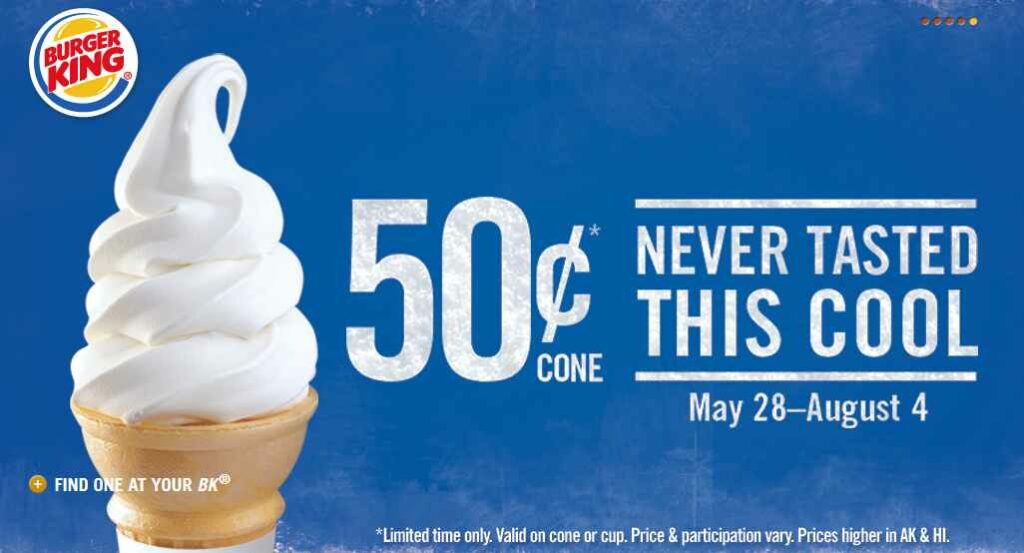 Does Burger King have $0.50 ice cream cones?