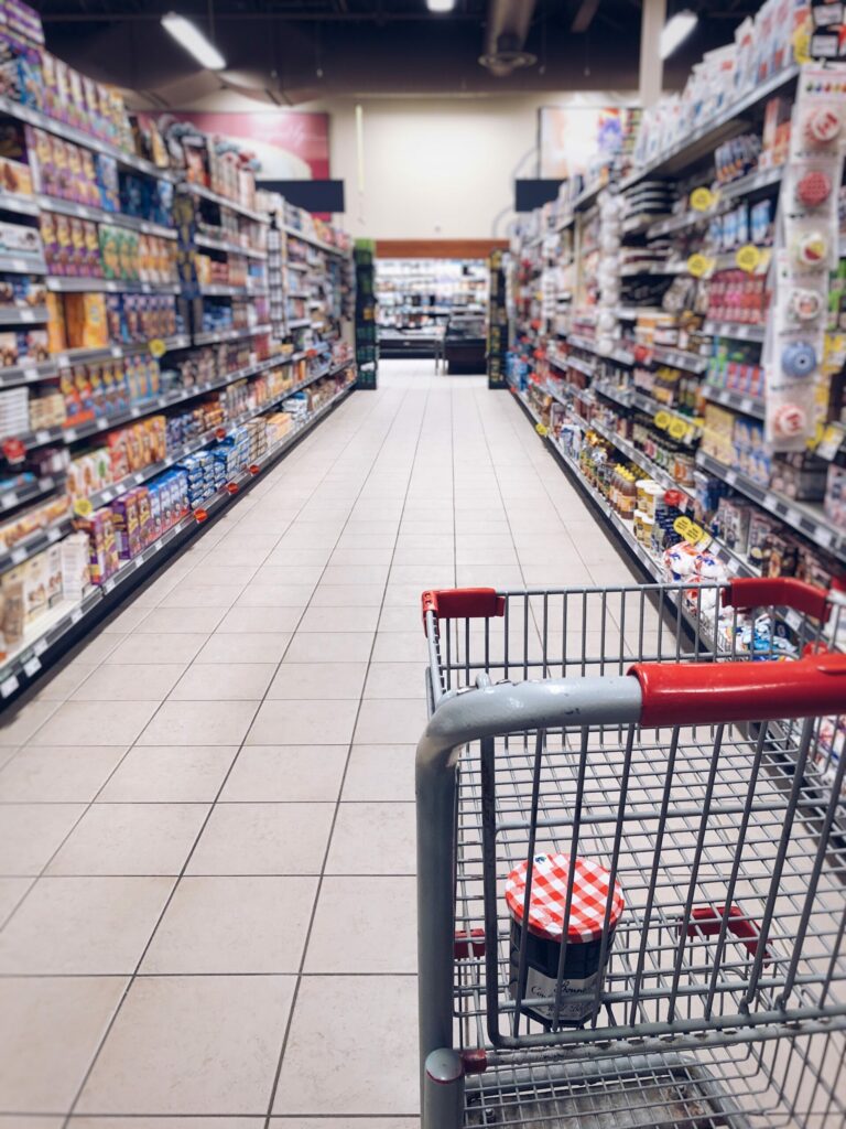 shopping cart in grocery store