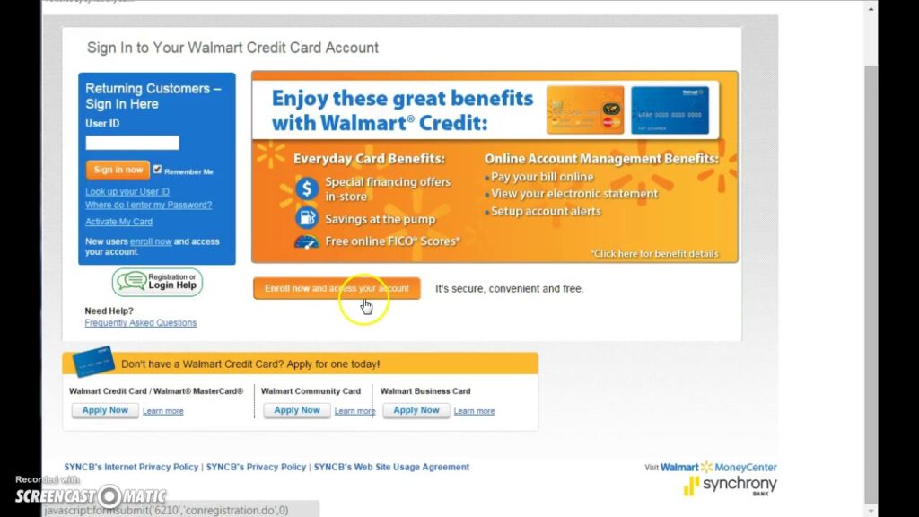 How do I pay my Walmart bill online?