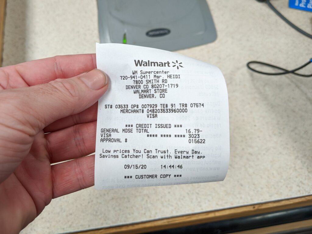 How do I scan a receipt on the new Walmart app?