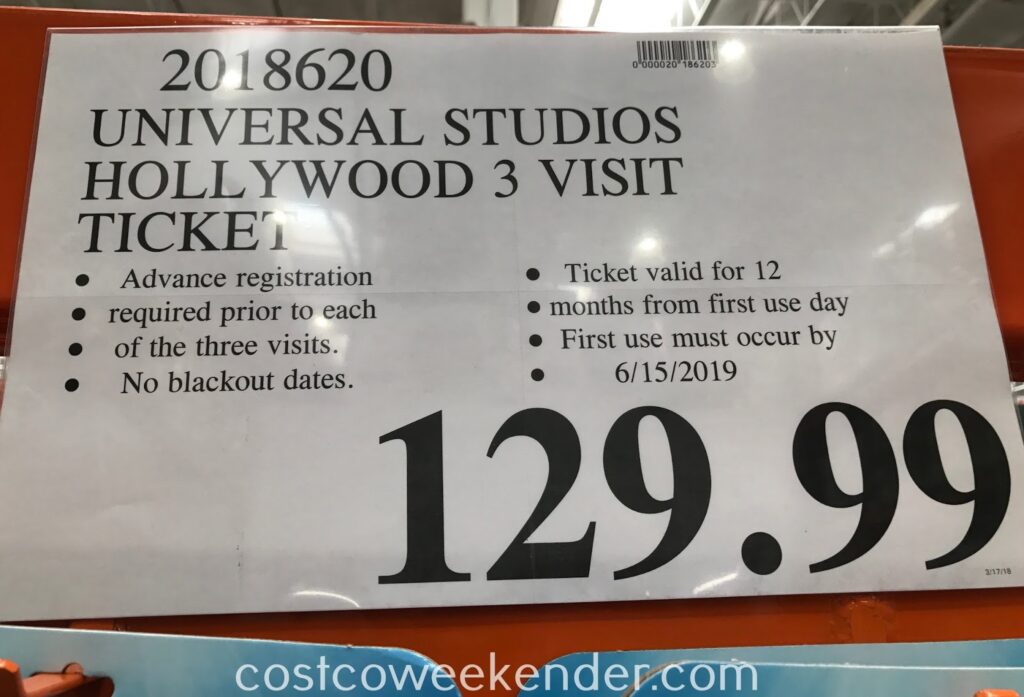 How much is Universal Studios ticket at Costco?