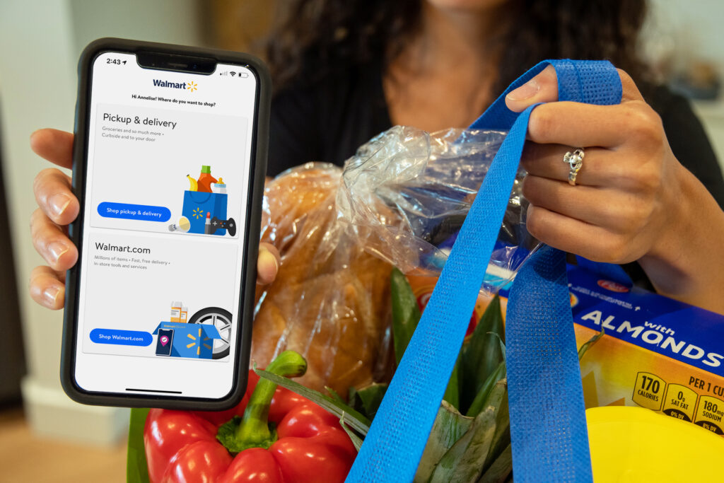 What delivery service does Walmart use for online orders?